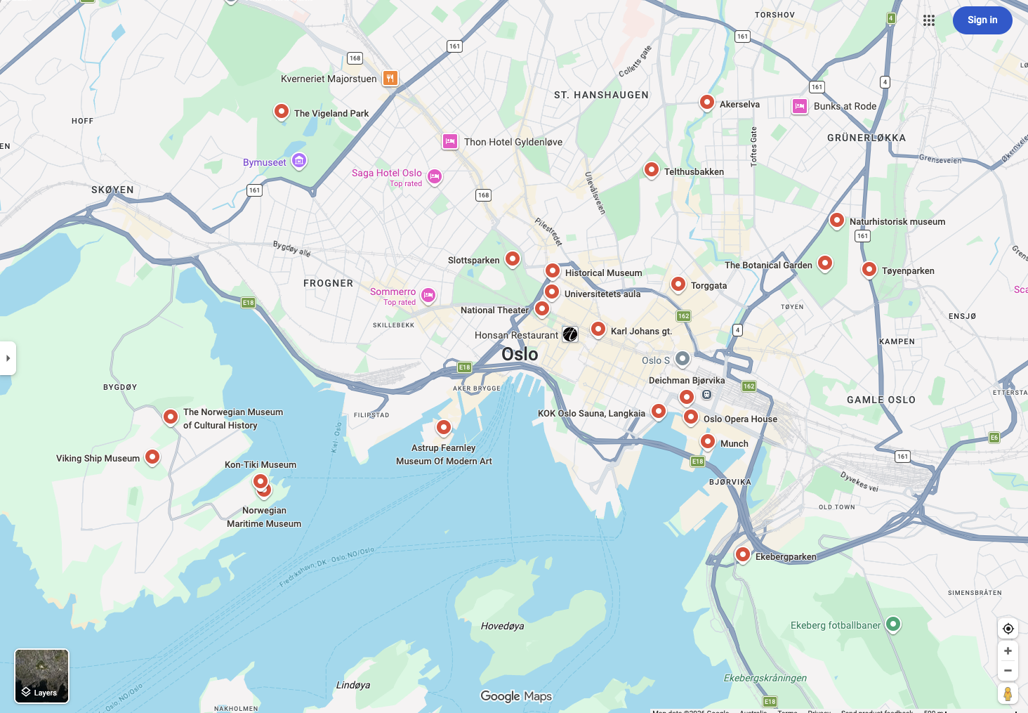 Google map of places to see